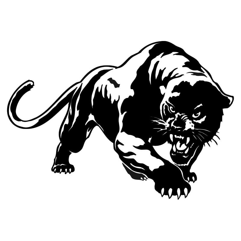 Hot 19.5*13.6CM Fiery Wild Panther Hunting Car Body Decal Car Stickers Motorcycle Decorations Black/Silver C9-2149