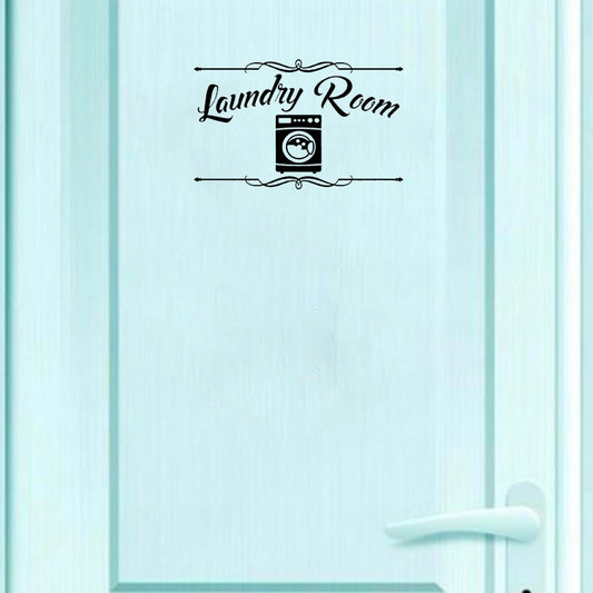 Creative Laundry Room Wash Dry Fold Vinyl Wall Sticker Artistic Home Decoration Door Sticker