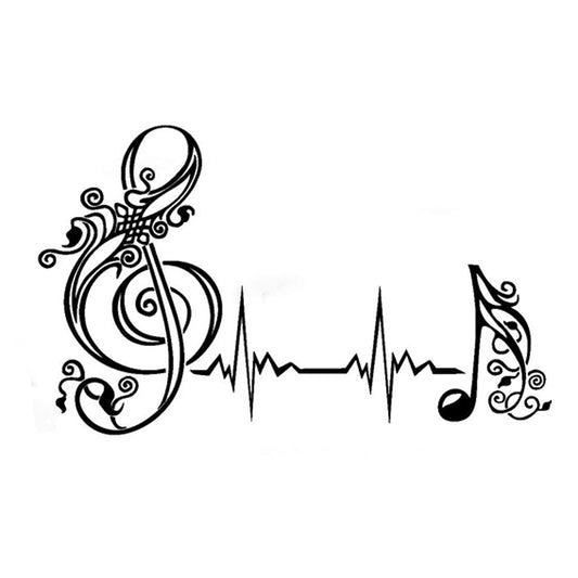 18.9CM*11.4CM Interesting Musical Heartbeat Pulse Silhouette Decor Car Stickers Vinyl Black/Silver S9-0755