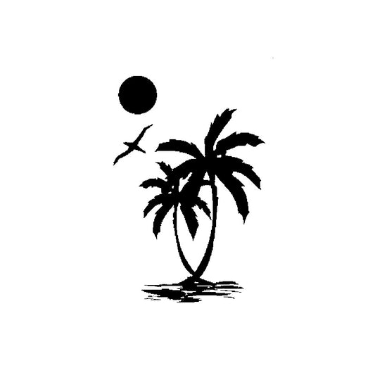 New Hot 9.8CM*14.6CM Interesting Sun Palm Tree Beach Original Delicate Nice Vinyl Decal Car Sticker Black/Silver C19-1553