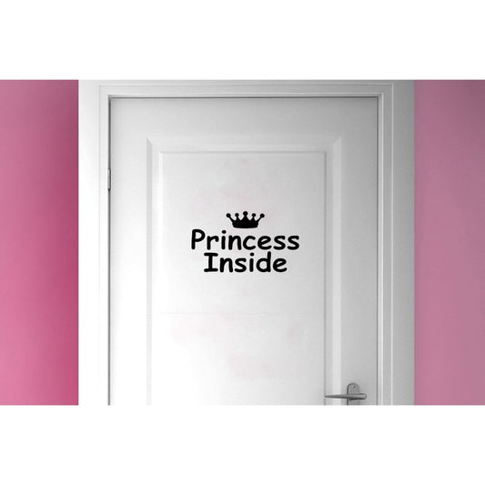 25*14.4CM PRINCESS INSIDE Girl Bedroom Door Stickers Creative Room Wall Decor Decal D1-0163