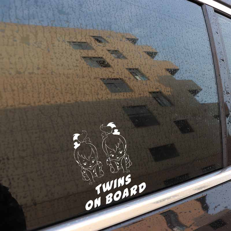 Fashion 12.5CM*15CM BABY TWINS ON BOARD Car Decal Vinyl Sticker Black/Silver C10-00777