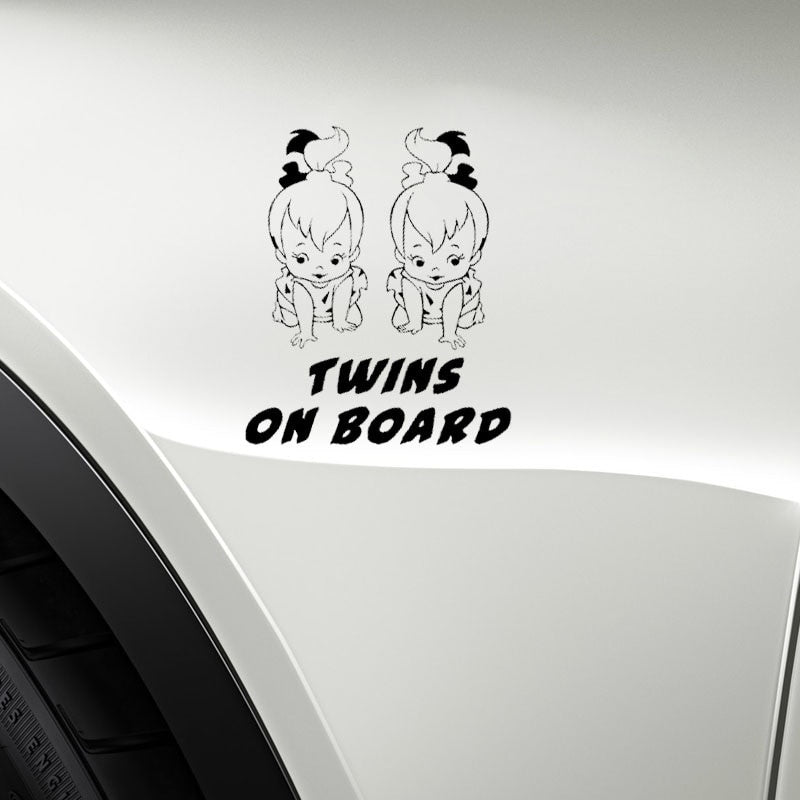 Fashion 12.5CM*15CM BABY TWINS ON BOARD Car Decal Vinyl Sticker Black/Silver C10-00777