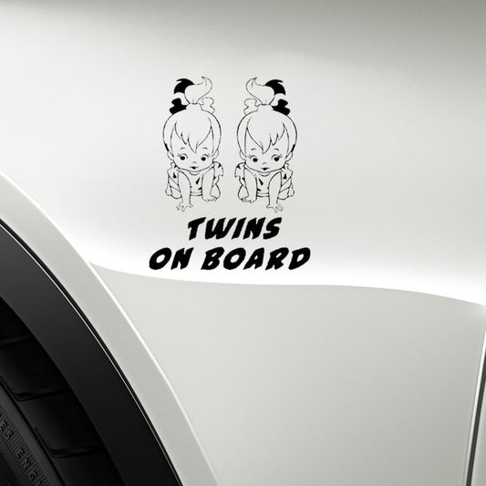 Fashion 12.5CM*15CM BABY TWINS ON BOARD Car Decal Vinyl Sticker Black/Silver C10-00777