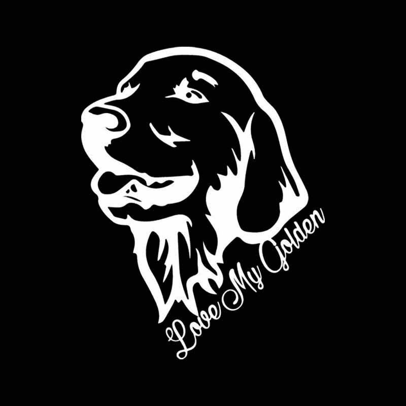 12.3X15.8CM Love My Golden Retriever Vinyl Decal Window Car Sticker Decor Dog Pet Black/Silver C24-1136