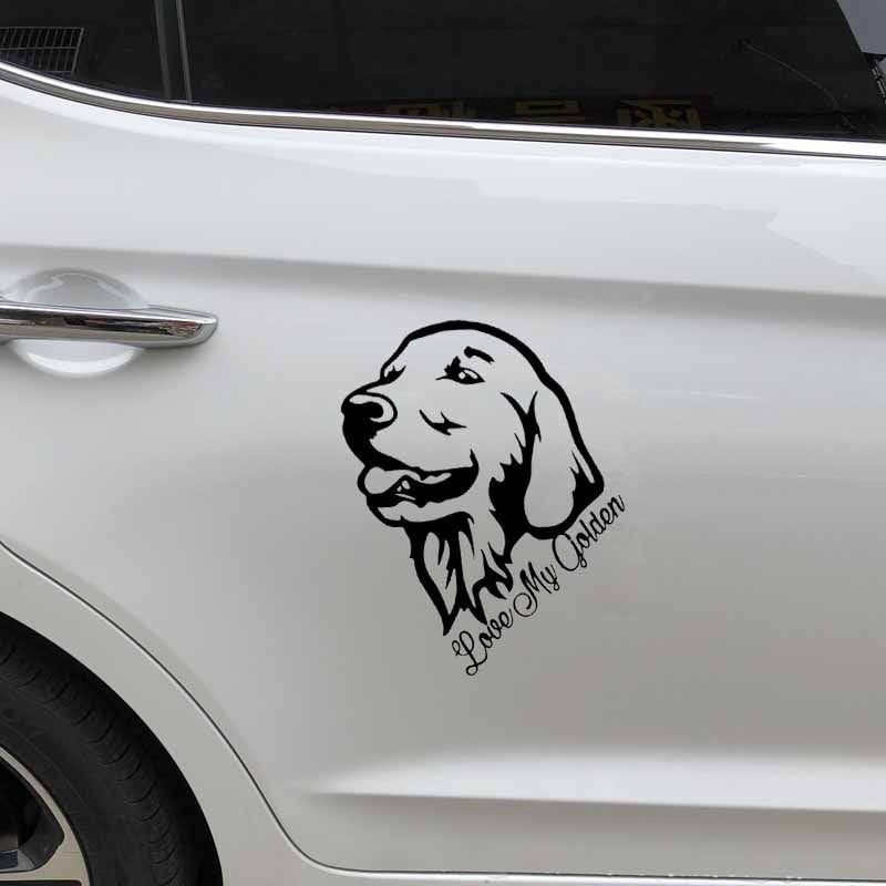 12.3X15.8CM Love My Golden Retriever Vinyl Decal Window Car Sticker Decor Dog Pet Black/Silver C24-1136