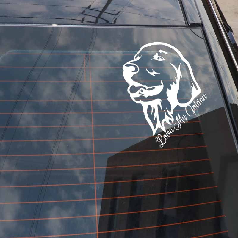 12.3X15.8CM Love My Golden Retriever Vinyl Decal Window Car Sticker Decor Dog Pet Black/Silver C24-1136