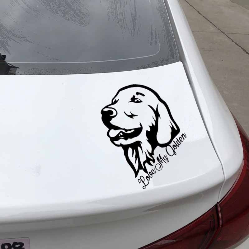 12.3X15.8CM Love My Golden Retriever Vinyl Decal Window Car Sticker Decor Dog Pet Black/Silver C24-1136