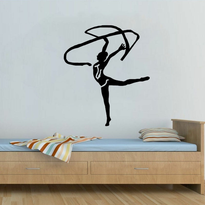 New Brand 53CM*62.3CM  Dancing Gymnastics Wall Sticker PVC Decor Kitchen And Gym W2-387