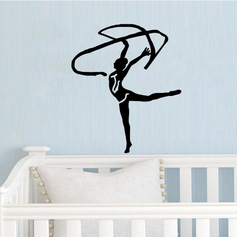 New Brand 53CM*62.3CM  Dancing Gymnastics Wall Sticker PVC Decor Kitchen And Gym W2-387