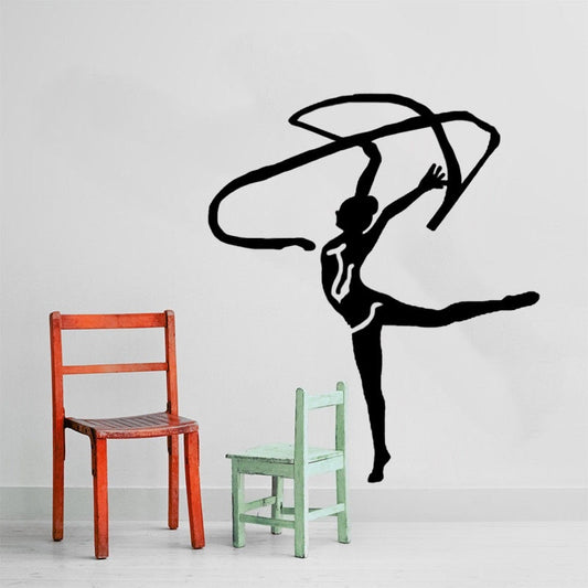 New Brand 53CM*62.3CM  Dancing Gymnastics Wall Sticker PVC Decor Kitchen And Gym W2-387