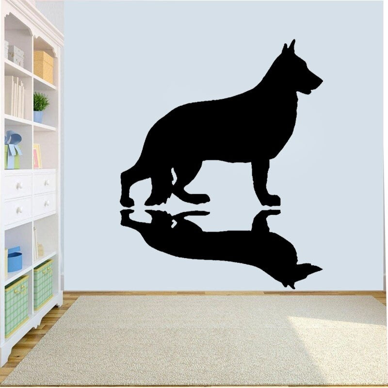 New Hot 41.1CM*50CM Funny Shadow Barks German Shepherd Dog PVC Wall Sticker Decal Decoration W3-419