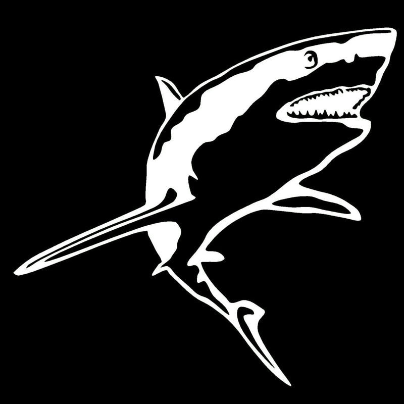 Hot 15.2*14.2CM GREAT WHITE SHARK Vinyl Decal Funny Animal Fish Window Decoration Car Sticker Black/Sliver C6-1254