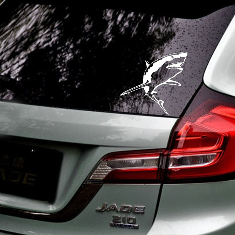 Hot 15.2*14.2CM GREAT WHITE SHARK Vinyl Decal Funny Animal Fish Window Decoration Car Sticker Black/Sliver C6-1254