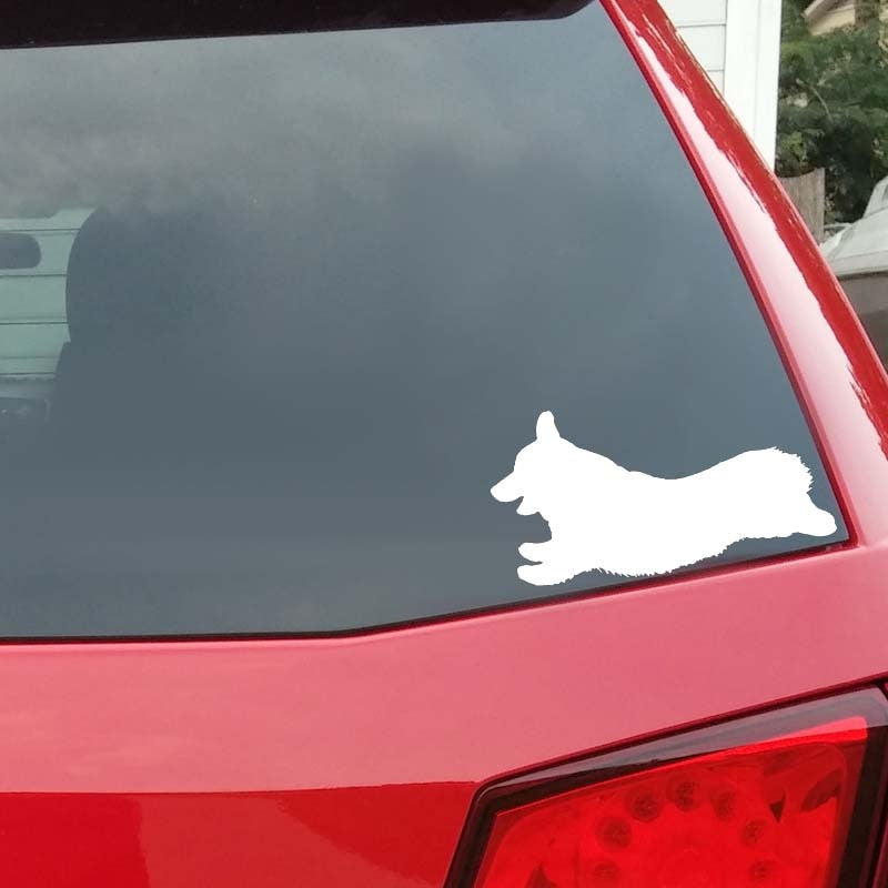 Hot 15CM*8.1CM Corgi Dog Sprinting Vinyl Car Decal Sticker Black/Silver C10-00490