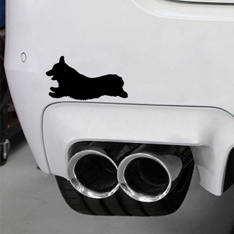 Hot 15CM*8.1CM Corgi Dog Sprinting Vinyl Car Decal Sticker Black/Silver C10-00490