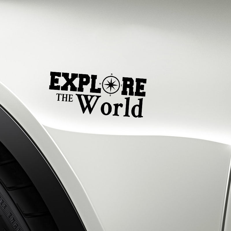 High-quality 15.6CM*6.8CM EXPLORE THE WORLD Compass Travel Decor Car Stickers Vinyl Decal Black Silver C10-01153