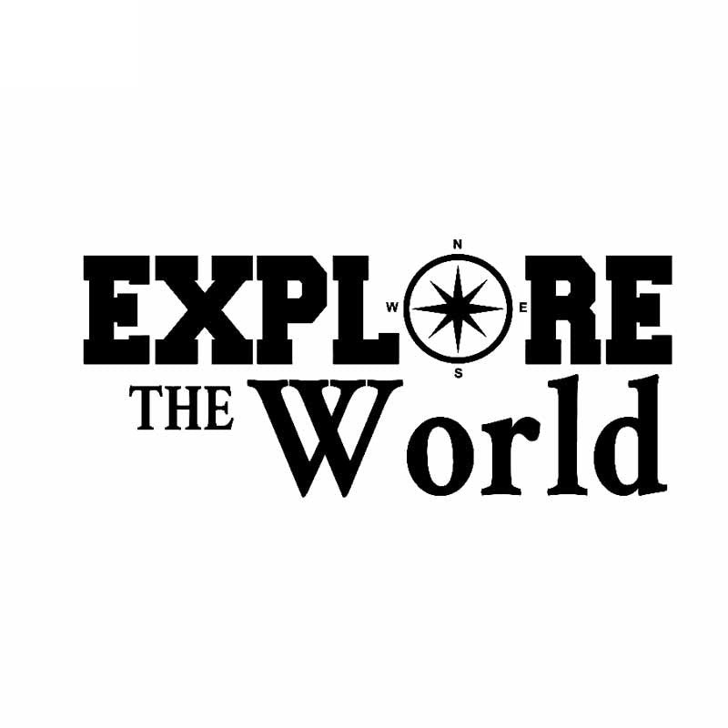 High-quality 15.6CM*6.8CM EXPLORE THE WORLD Compass Travel Decor Car Stickers Vinyl Decal Black Silver C10-01153