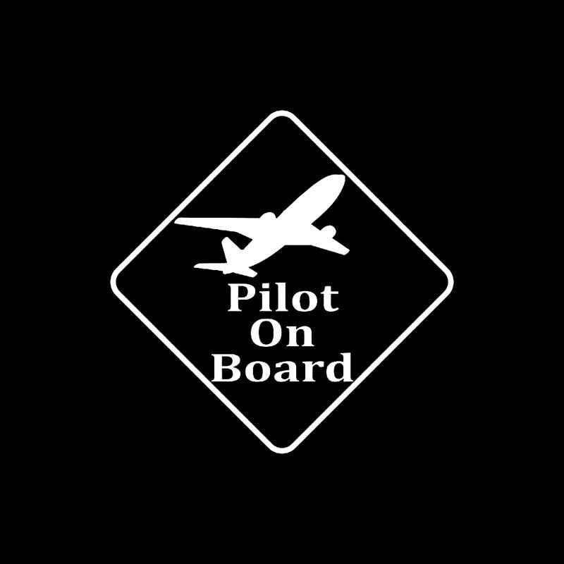 10.5CM*10.5CM Pilot On Board Safety Sign Car Vinyl Decal Sticker Black/Silver C10-00588