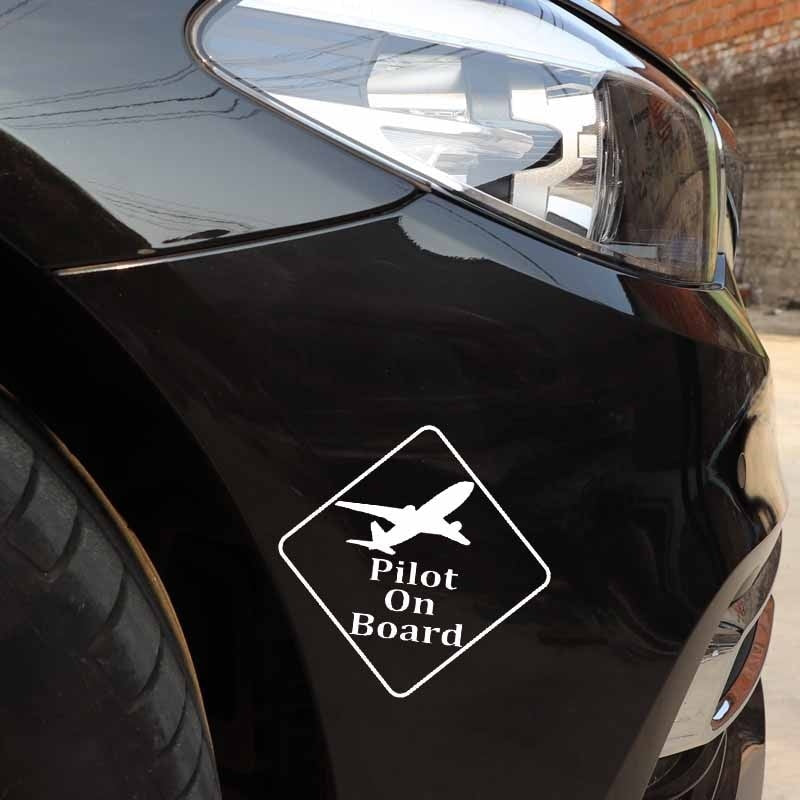 10.5CM*10.5CM Pilot On Board Safety Sign Car Vinyl Decal Sticker Black/Silver C10-00588