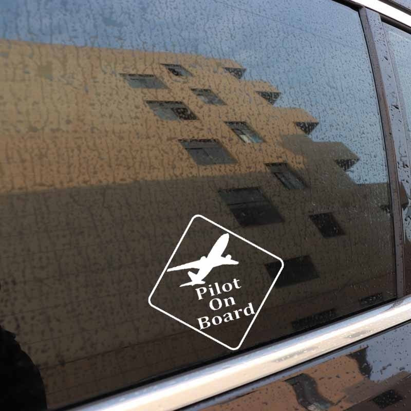 10.5CM*10.5CM Pilot On Board Safety Sign Car Vinyl Decal Sticker Black/Silver C10-00588