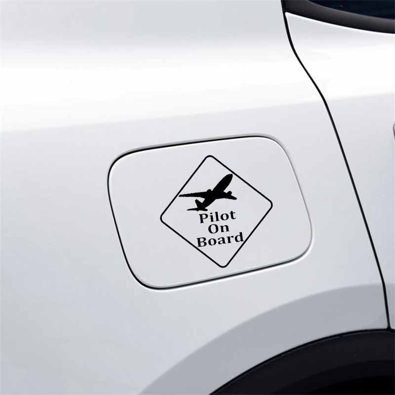 10.5CM*10.5CM Pilot On Board Safety Sign Car Vinyl Decal Sticker Black/Silver C10-00588
