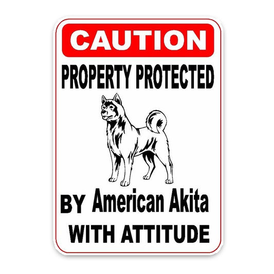 11.4*16CM Property Protected By American Akita Dog Puppy Pet Decoration Fashion Car Sticker  C1-4738