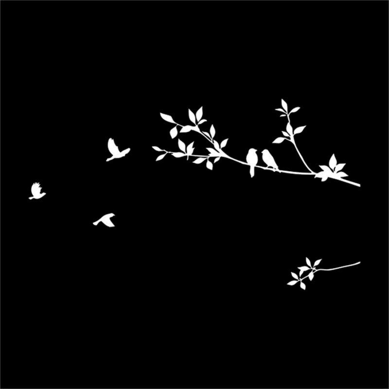 New Hot 14.3cm*8.3cm Bird Tree Branch  Car Styling Vinyl Stickers Decals Black/Silver S3-5002