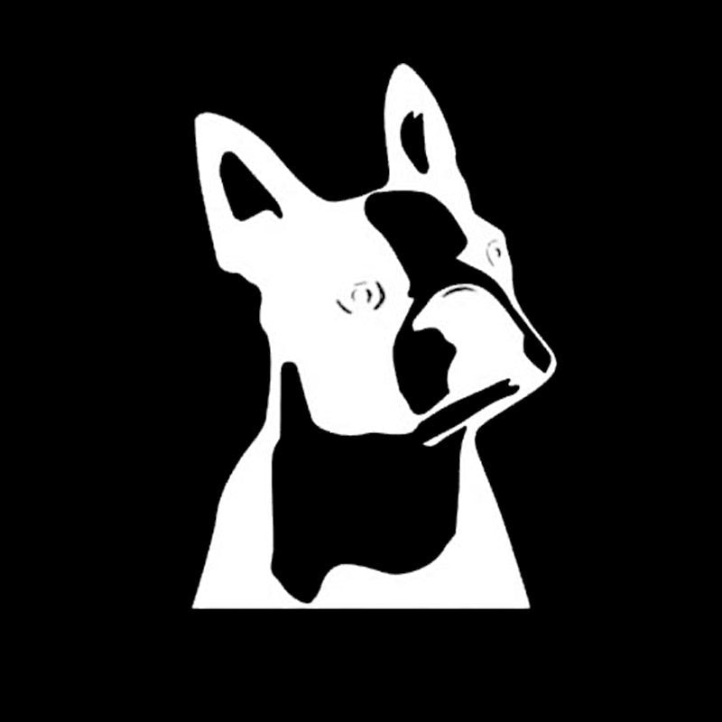 Hot 7.6*11.4CM Cute Boston Terrier Dog Car Window Decorative Stickers Cute Cartoon Vinyl Decal Black/Sliver C6-1558