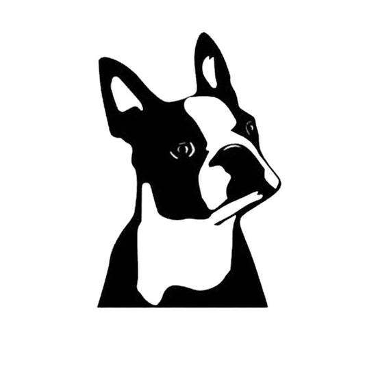 Hot 7.6*11.4CM Cute Boston Terrier Dog Car Window Decorative Stickers Cute Cartoon Vinyl Decal Black/Sliver C6-1558