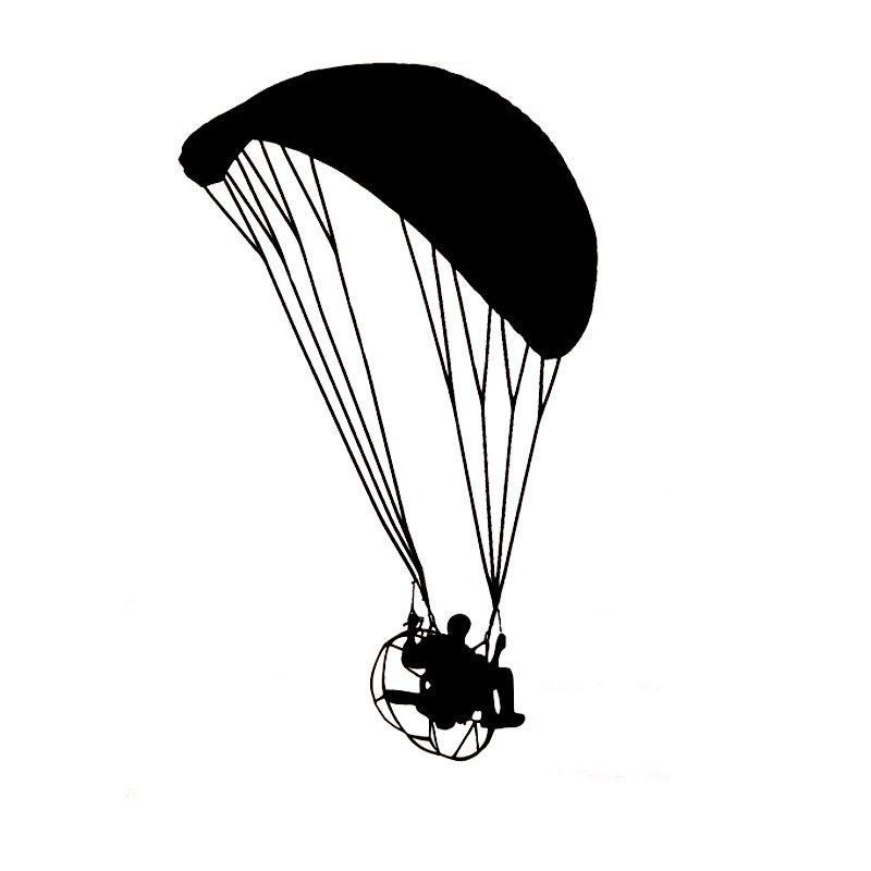 10.2*17CM Powered Paragliding Car Stickers Fun  Vinyl Decals Black/Silver C7-0712