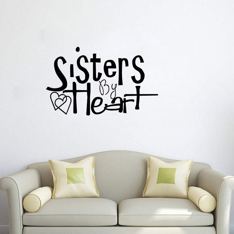 New Fashion 52CM*31.6CM Sisters by Heart Quotes Family Words PVC Wall Room Decor Art Sticker W1-262