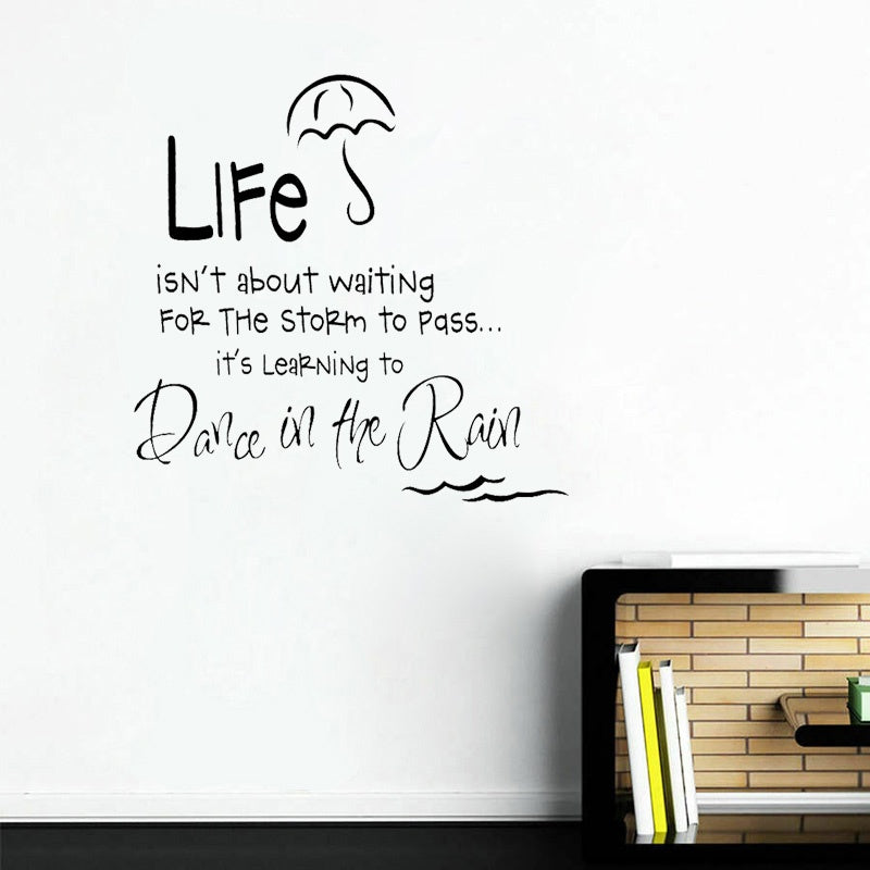 Fashion 54CM*63.4CM Life Dance in the Rain Living Room PV CArt Removable Letter Wall Sticker W1-1001