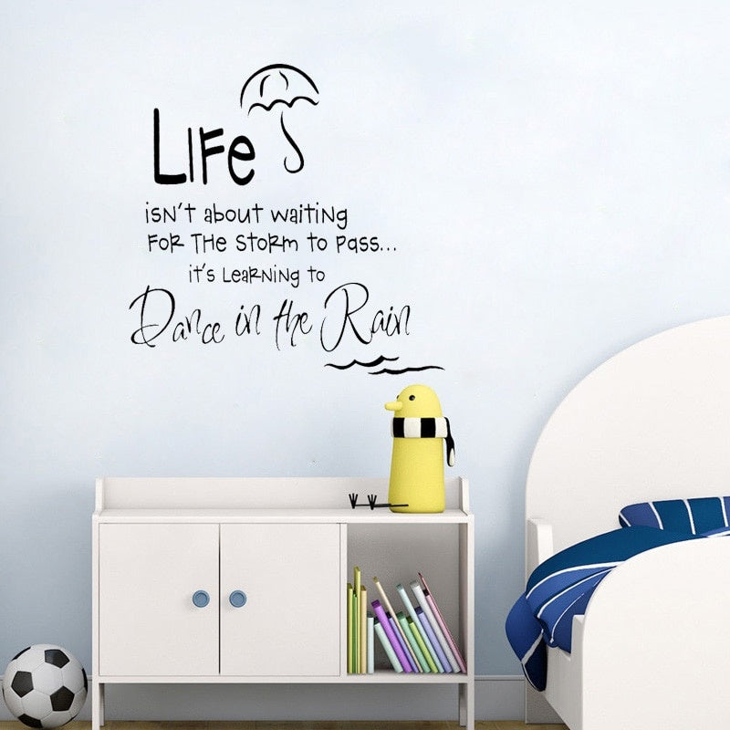 Fashion 54CM*63.4CM Life Dance in the Rain Living Room PV CArt Removable Letter Wall Sticker W1-1001