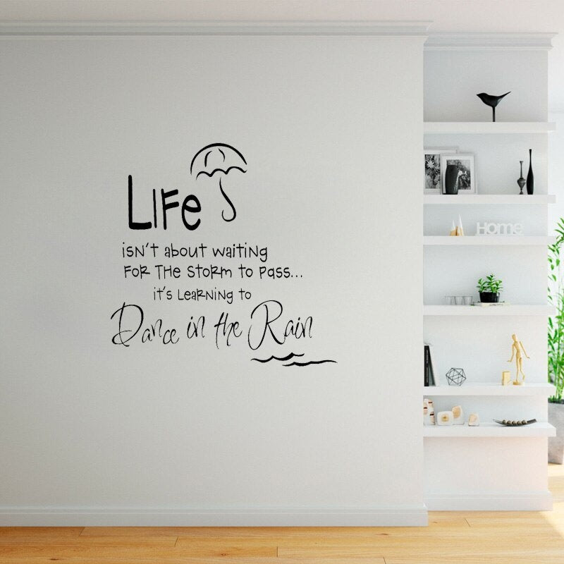 Fashion 54CM*63.4CM Life Dance in the Rain Living Room PV CArt Removable Letter Wall Sticker W1-1001