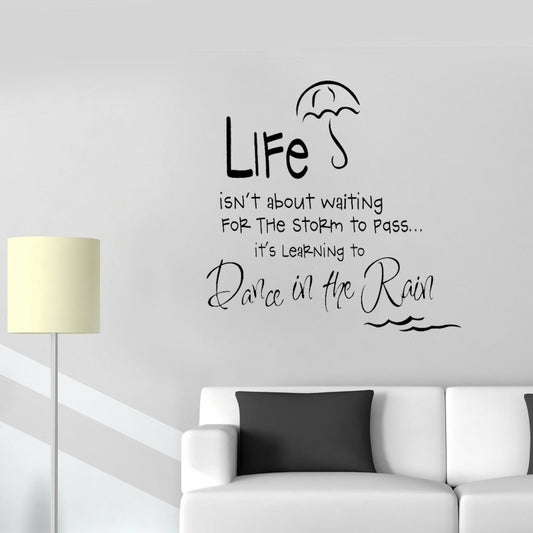 Fashion 54CM*63.4CM Life Dance in the Rain Living Room PV CArt Removable Letter Wall Sticker W1-1001