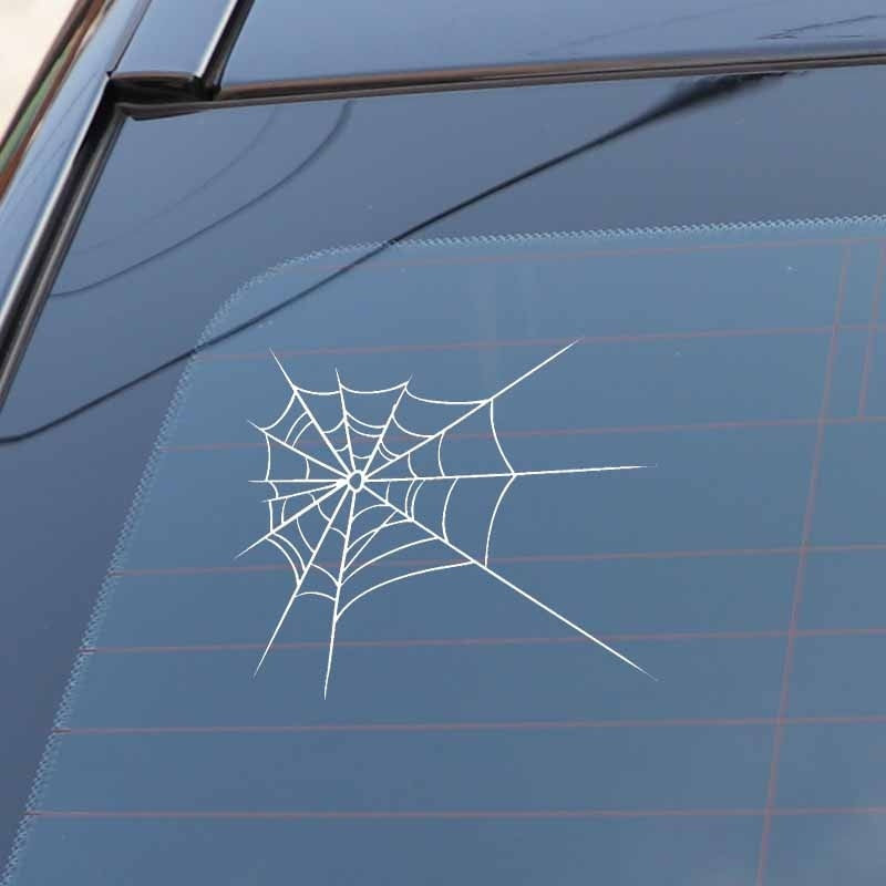 14.5CM*12.6CM Original Spider Cobweb Minimalist Vinyl Decal Car Sticker Delicate Black/Silver C19-0705