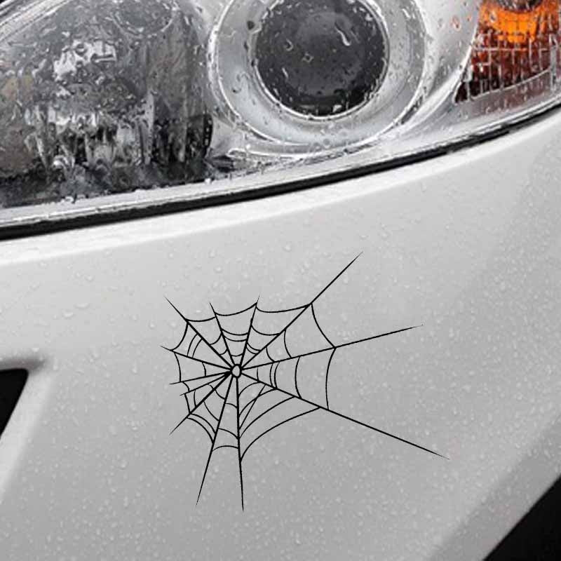 14.5CM*12.6CM Original Spider Cobweb Minimalist Vinyl Decal Car Sticker Delicate Black/Silver C19-0705