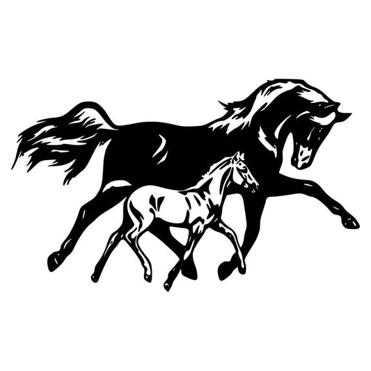 20*12.3CM Horse Filly Colt Rodeo Classic Car Body Stickers Decal Western Farm Car Styling Black/Silver C9-0846