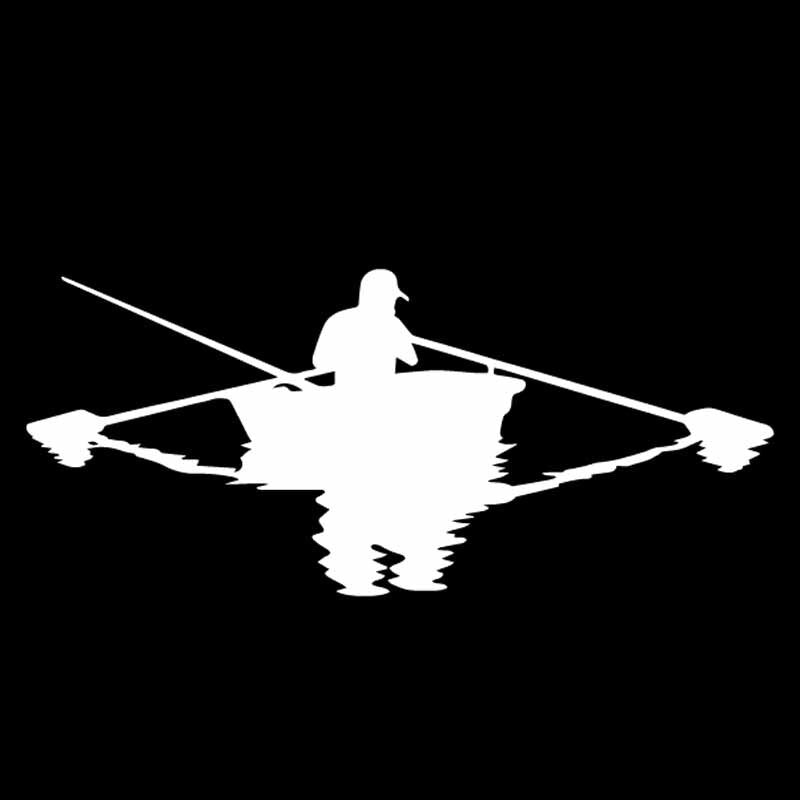 16.5CM*7.2CM Fishman Boat Fishing Car Sticker Vinyl Decal Decor Black/Silver C24-0955