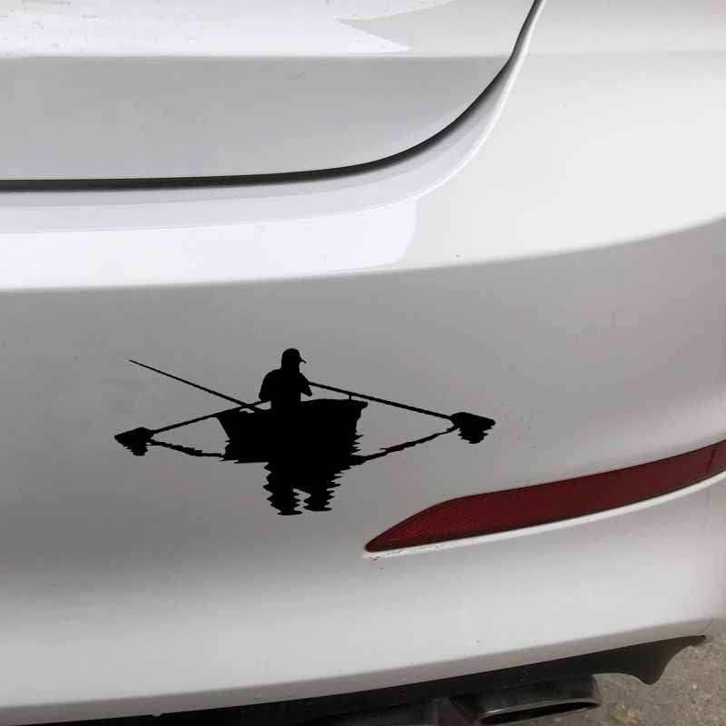 16.5CM*7.2CM Fishman Boat Fishing Car Sticker Vinyl Decal Decor Black/Silver C24-0955
