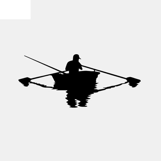 16.5CM*7.2CM Fishman Boat Fishing Car Sticker Vinyl Decal Decor Black/Silver C24-0955