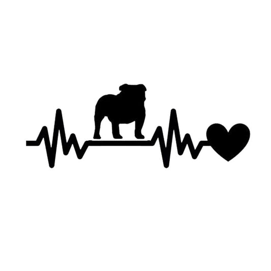 Fashion 19*7.1CM English Bulldog Heartbeat Lifeline Rear Windshield Stylish Decorative Car Stickers Black/Silver C6-1433