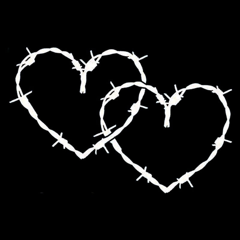 Fashion 20.3cm*13.5 Barb Barbed Wire Hearts Vinyl Car-Styling Stickers Decals Black/Silver S3-4963