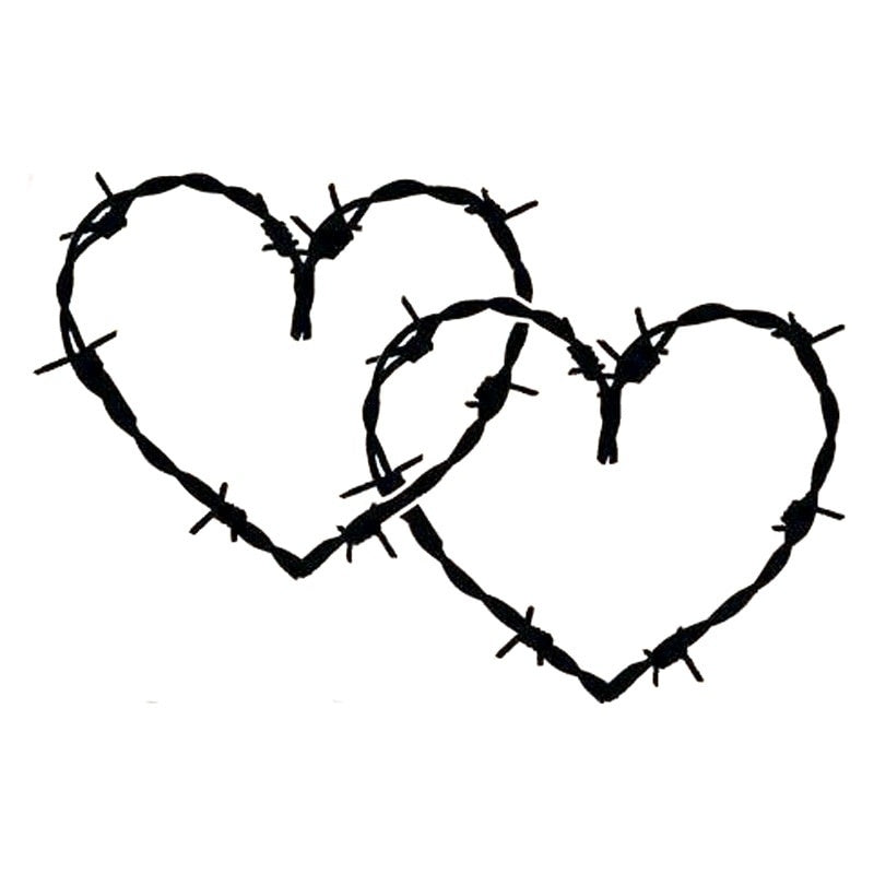 Fashion 20.3cm*13.5 Barb Barbed Wire Hearts Vinyl Car-Styling Stickers Decals Black/Silver S3-4963