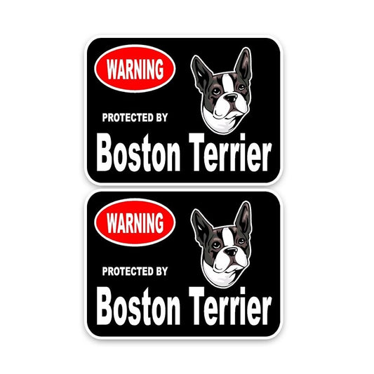 15*11.4CM  2X Boston Terrier Guard Dog Car Bumper Window Sticker Decal C1-4325