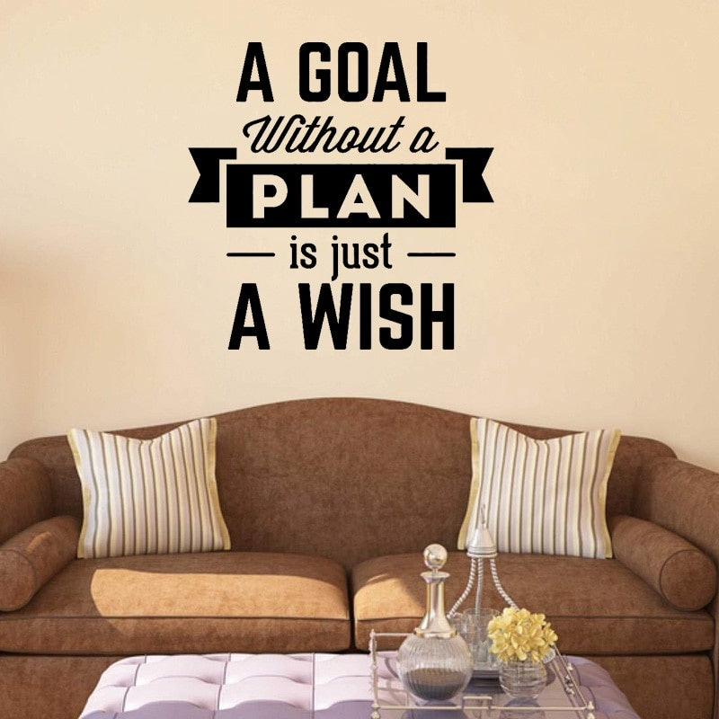 New Hot 55CM*55CMGoal Without Plan Is A Wish Inspirational Home Decor PVC Decal Wall Sticker W1-1023