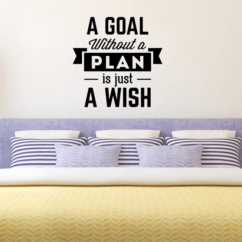 New Hot 55CM*55CMGoal Without Plan Is A Wish Inspirational Home Decor PVC Decal Wall Sticker W1-1023