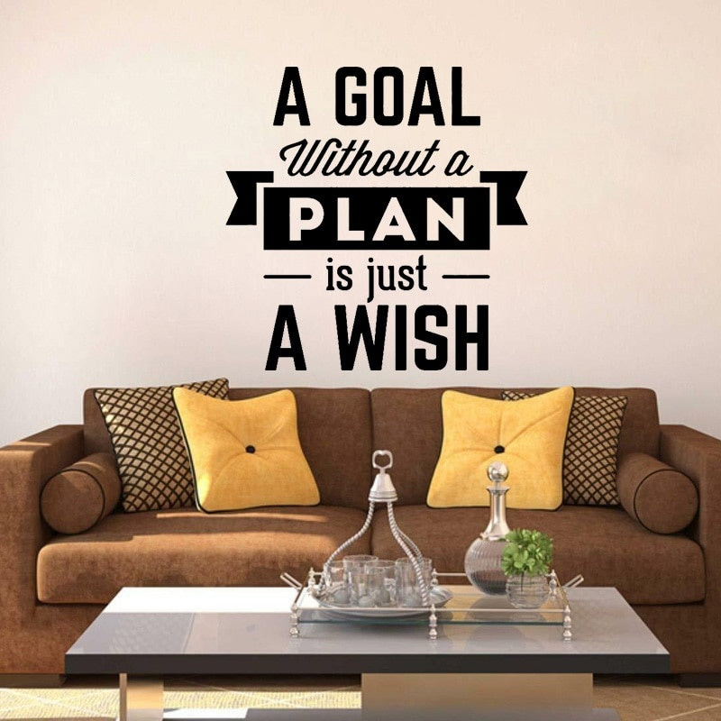 New Hot 55CM*55CMGoal Without Plan Is A Wish Inspirational Home Decor PVC Decal Wall Sticker W1-1023