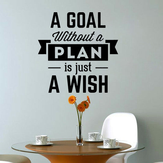 New Hot 55CM*55CMGoal Without Plan Is A Wish Inspirational Home Decor PVC Decal Wall Sticker W1-1023